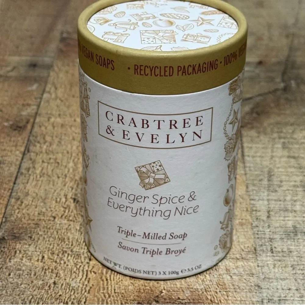 Crabtree & Evelyn Ginger Spice & Everything Nice Triple Milled 2 Bar Soap Round